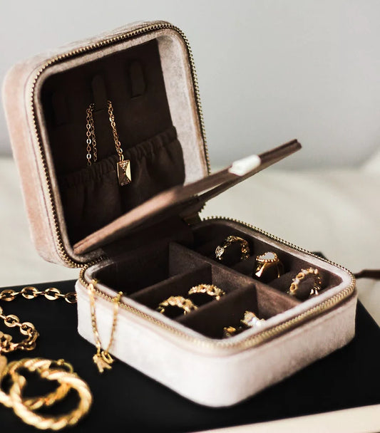 Beige Velvet Jewelry Box
